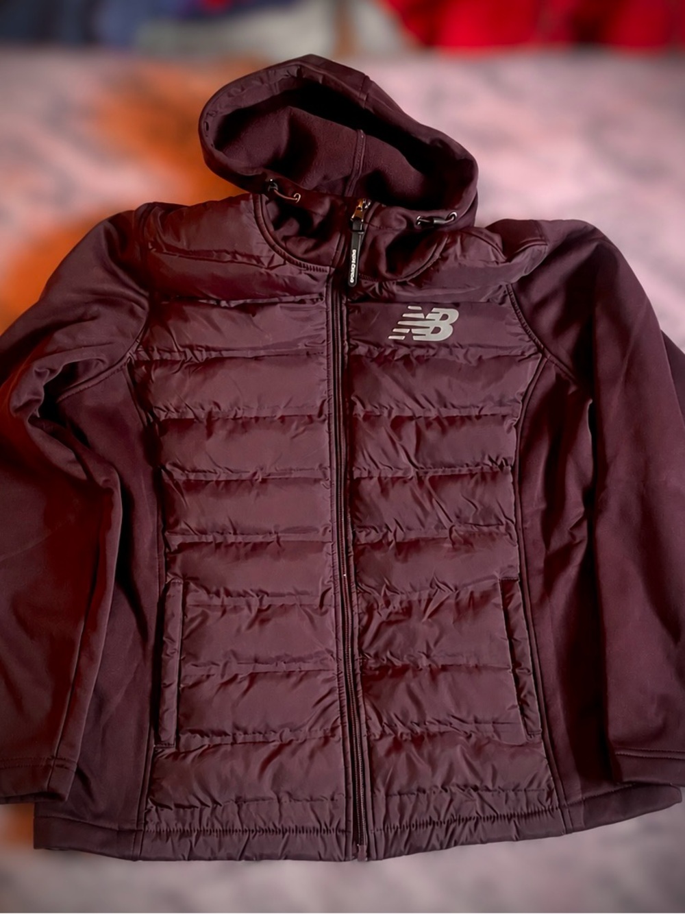 New Balance Woman’s Deep Purple Puffer Hoodie Jacket